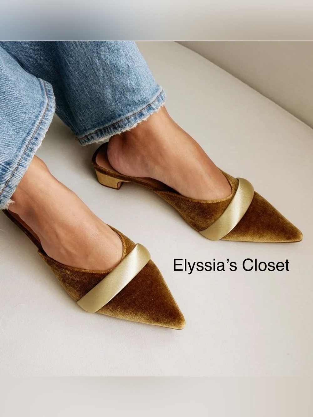 Matisse Kellan Heeled Gold Velvet Pointed Toe Mule Women’s Size 7.5